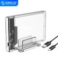 ORICO 2.5 inch Transparent Hard Drive Enclosure with Stand USB 3.0 Cable HDD Case USB C Hard Drive Case Support 10Gbps UASP 4TB