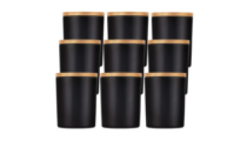 Wholesale Custom Logo Luxury 300ml 10 Oz Empty Matte Black Glass Candle Jars Vessels for Candle Making with Lid1