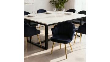 BR-25A27 Black Velvet Shell Chair with Gold Legs