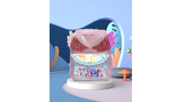 Children's backpack with pink PU wings