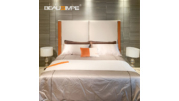 Italian modern  high quality light luxury style leather king size bed villa hotel apartment bedroom furniture queen size bed1