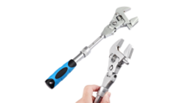10'' 5-in-1 Adjustable Wrench 180° Swivel Folding Head Telescopic Ratchet Spanner Carbon Steel for Automotive Industrial Repair1