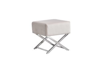 TL-AB43 Modern Velvet Stool with Sleek Silver X-Legs for Contemporary Living Spaces