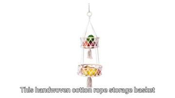 Handwoven Cotton Rope Storage Basket with Bamboo Ring1