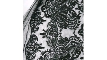 african fabric dress net fabric sequence embroidery sequin lace fabric black1