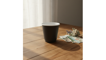 Factory Supply  8oz 10oz 12oz   Double Wall Paper Cup Custom Logo Full Black Hot Coffee Paper Cup With Ps Lid Home Use1
