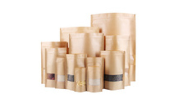 Food grade stand up pouch white kraft paper bag with clear window1