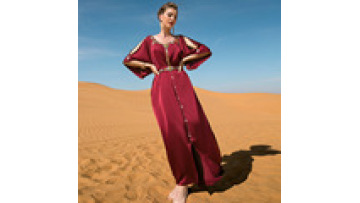 Dubai Arab Middle East Islamic Clothes Wine Red Hand-sewn Diamond Design Dress High Quality Abaya Muslim Long Dresses1