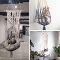 Hand-Woven Hanging Basket Cotton Pet Nest Cat Dog Hammock Thread Toy Swing Bohemian Wall Hanging Macrame 5 Sizes