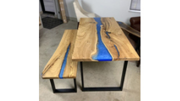 New Arrival Wooden Furniture Kitchen Live Edge Outdoor Garden Patio Park Epoxy Resin Walnut Wood Long Bench for Dining1