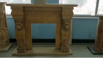 yellow mable fireplace
