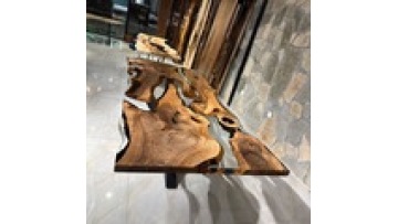 New Arrival Solid Walnut Wood Home Furniture Bedroom Villa Hotel Restaurant Kitchen Dining Room Table River Epoxy Resin Slab1