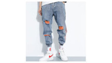 Wholesale Street Wear Fashion Denim Mens Baggy Patch Jeans Hip Hop Pants Men1