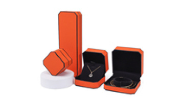 Han Hong Velvet inside wholesale high-end luxury custom logo leather jewelry box packaging necklace earrings orange jewelry box1