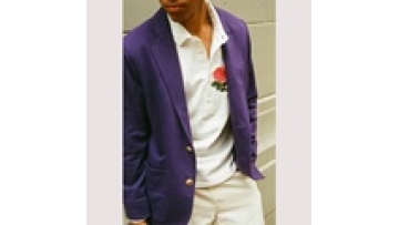 Purple Cotton Knit Men's Slim Casual Sports Jacket Reversible Plus Size 2 Roll 3 Turned Patch Pocket Trim 2 Roll 3 Turned Blazer1