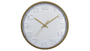 Airy Minimalist Clock: Light Wood Frame, Crisp White Face & Warm-Toned Hands