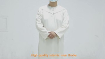 wholesale custom islamic clothes abaya men middle east dubai dress muslim solid color long sleeve buttoned thobe dubai men dress1