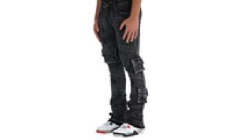 Cargo Pants Men Acid Washed Solid Plain Vintage Denim Jeans Streetwear1