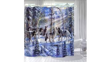 3D waterproof fabric shower curtain