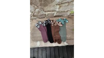 Floral Bow Middle Tube Lolita Calf Socks