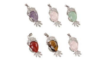 Gemstone Waterdrop Silver Parrot Pendant SP1764S
