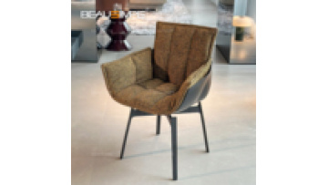 Italian minimalist Designer Luxury Fabric Dining Chair Modern Metal Legs Rotating Dining Chair1