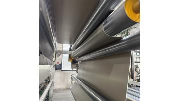 LIVITE 550GSM gray green PVC high quality coating tarpaulin materials is in production.