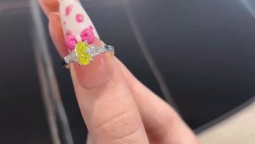 Yellow Lab Grown Diamond Three Stone Ring for Custom Jewelry