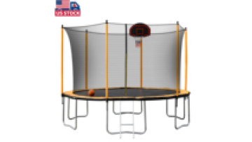 USA local delivery Round Recreational 12 feet Trampolines with Sprinkler Ladder Enclosure Net1