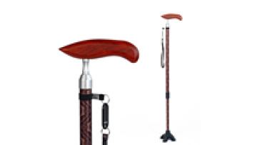 European Style Telescopic Cane for Elderly Aluminum Alloy with Chicken Wing Wood Handle Anti-Slip Assistive Crutches Wholesale1
