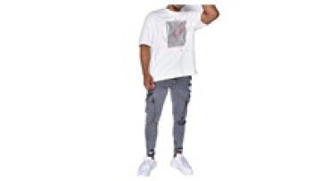 Men Fashion Trend Slim Fit Grey Six Pockets Jeans Size 46 Skinny Stretch Pants1