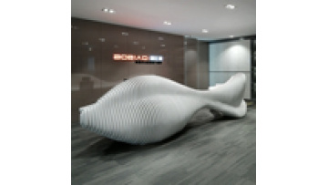 Modern Fashion Design Gloss White Fishbone Curved Lobby Public Area Company Front Table High End Customized Reception Desk1