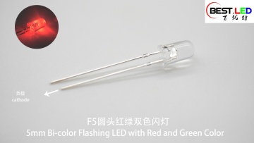 5mm Bi-color Flashing LED with Red and Green Color
