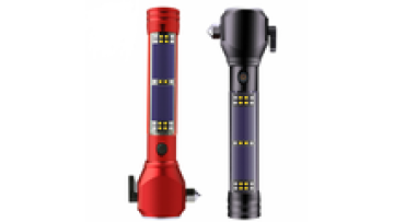 Wholesale Emergency Solar Flashlight Solar Torch Multi-purpose Torch Safety Hammer1