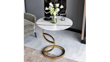 Light luxury Italian coffee table modern simple marble coffee table living room hotel balcony small round coffee table1