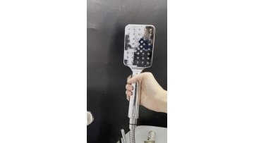 Shiny chrome plated 3 functions button hand showerhead square bathroom shower head1