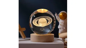 Star Planet Crystal Ball Night Light with LED Wooden Base Lamp1