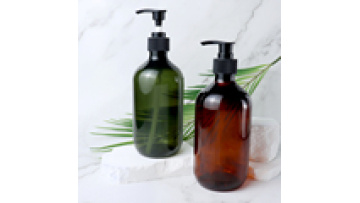 Amber Green PET Shampoo and Body Wash Bottles with Black Pumps1