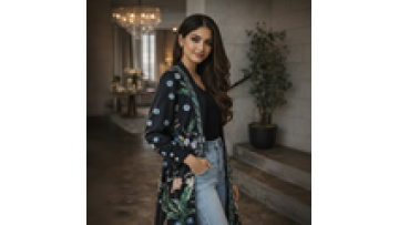 Women's Modest Open Abaya Traditional Muslim Cardigan Abaya Dress Polyester Elegant Floral Print Ankle Length1