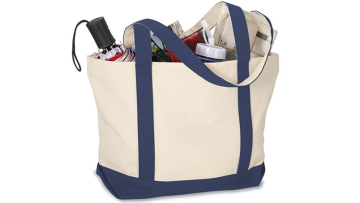 12 OZ Canvas Durable Eco Two-Tone Accent Gusseted Printed Boat Tote Bag With Reinforced Handles1
