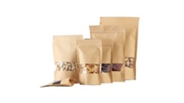Factory Custom recycled biodegradable Printed stand up White kraft paper pouch for food / kraft paper bag with window1