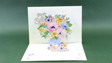 Musical Light Up 3D Flower Bouquet Birthday Pop-Up Card