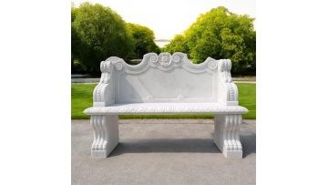 Elegant Carved Marble Garden Bench with Victorian Design
