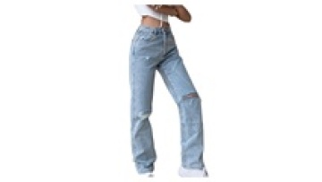 Wholesale Distressed Denim Ripped Stretchy Baggy Jeans Women Long Pants1