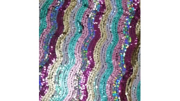 Fancy design 2021 poly mesh with multi color stripe sequin embroidery fabric lace sequin1