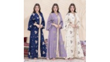 Muslim Ethnic Robe Sequin Lace Elegant Dresses 2025 Simple Modest Muslin Women's Abaya Kaftan Islamic Clothing Abaya1