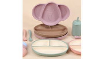 Customized Toddler Food Tableware Training Divided Dishes Bib Suction Silicone Spoon Plate Bowl Baby Feeding Set1