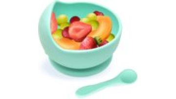 Wholesale Bpa free food grade silicone baby suction bowl Easy to Wash Baby Plate First Food Baby Suction Spoon Bowl Set1