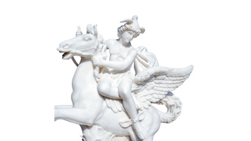 Handmade Marble Winged Horse Statue Dual Tone Base