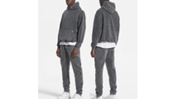 heavyweight acid wash Hoodie and Sweatpants set Plain blank vintage Sweat Suits Tracksuits for men1